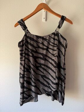 Miraclesuit Black and Silver Zebra Print tabkini Top